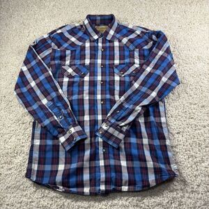 Cowboy Legend Shirt Men's‎ XL Rodeo Long Sleeve Plaid Pearl Snap Western